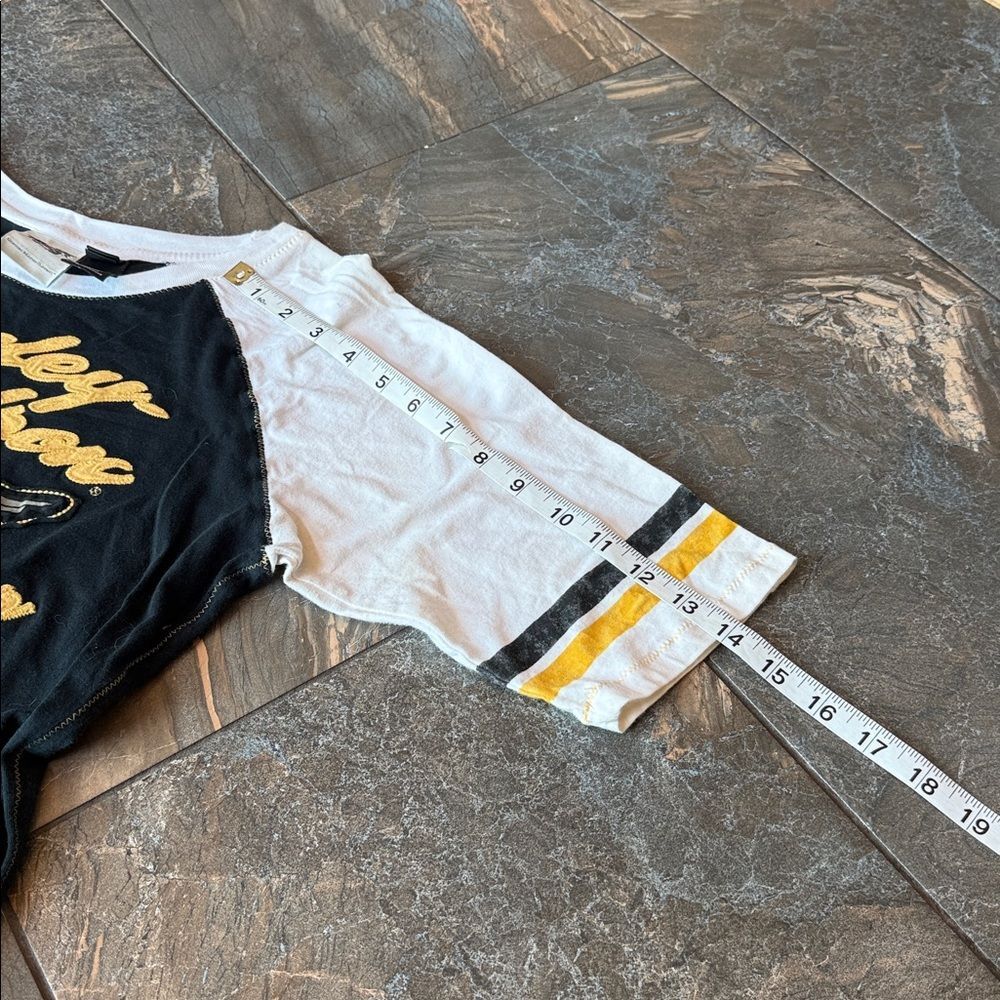 Harley-Davidson Black & White Raglan Tee with Yellow Script size L - Picture 8 of 9